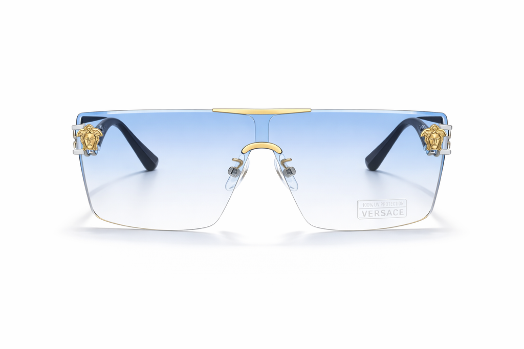 Medusa Blue lens sunglasses.